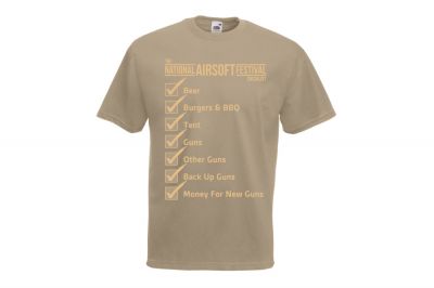 ZO Combat Junkie Special Edition NAF 2018 'Checklist' T-Shirt (Tan) - Detail Image 3 © Copyright Zero One Airsoft