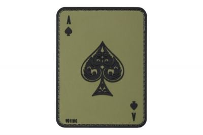 101 Inc PVC Velcro Patch &quotAce of Spades" (Olive) - Detail Image 1 © Copyright Zero One Airsoft