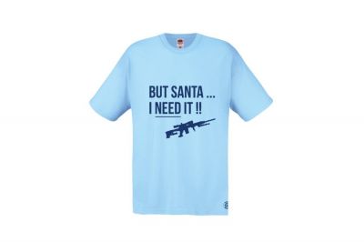ZO Combat Junkie Christmas T-Shirt 'Santa I NEED It Sniper' (Blue) - Size Small - Detail Image 1 © Copyright Zero One Airsoft