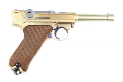 WE GBB Luger P08 4 Inch (Gold) - Detail Image 2 © Copyright Zero One Airsoft