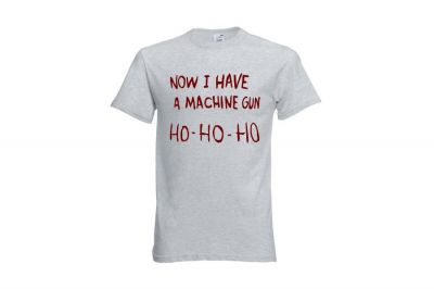 ZO Combat Junkie T-Shirt 'Ho Ho Ho' (Light Grey) - Size Small - Detail Image 1 © Copyright Zero One Airsoft