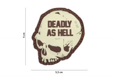101 Inc PVC Velcro Patch &quotDeadly as Hell" (Brown) - Detail Image 1 © Copyright Zero One Airsoft