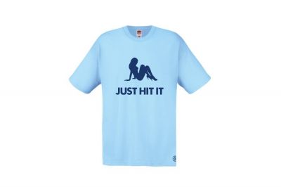 ZO Combat Junkie T-Shirt 'Babe Just Hit It' (Blue) - Size Small - Detail Image 1 © Copyright Zero One Airsoft