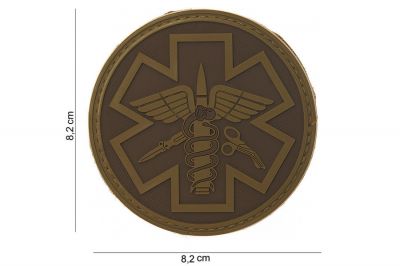 101 Inc PVC Velcro Patch "Paramedic" (Dark Earth) - Detail Image 2 © Copyright Zero One Airsoft