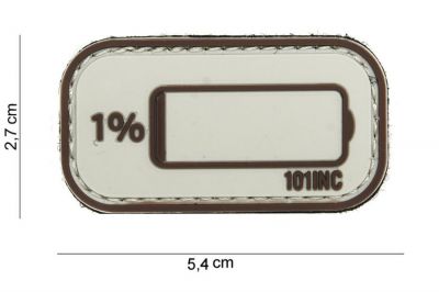 101 Inc PVC Velcro Patch "Low Power" (Brown) - Detail Image 2 © Copyright Zero One Airsoft