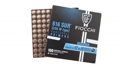Fiocchi Pack of 100 Blanks .209 Shotgun Primer for Grenades - Detail Image 2 © Copyright Zero One Airsoft