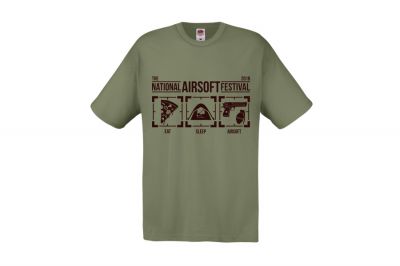 ZO Combat Junkie Special Edition NAF 2018 'Eat, Sleep, Airsoft' T-Shirt (Olive) - Detail Image 4 © Copyright Zero One Airsoft