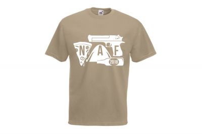 ZO Combat Junkie Special Edition NAF 2018 'Airsoft Festival' T-Shirt (Tan) - Detail Image 1 © Copyright Zero One Airsoft