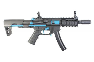 King Arms AEG PDW 9mm SBR Shorty (Black & Blue) - Limited Edition - Detail Image 2 © Copyright Zero One Airsoft