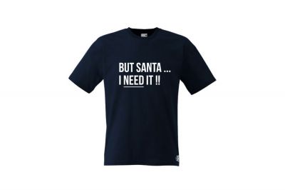 ZO Combat Junkie Christmas T-Shirt 'Santa I NEED It' (Dark Navy) - Size Small - Detail Image 1 © Copyright Zero One Airsoft