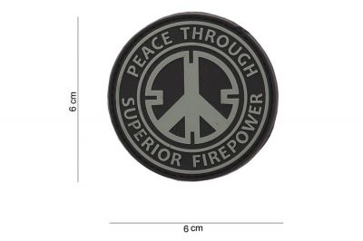 101 Inc PVC Velcro Patch &quotPeace Through Superior Firepower" - Detail Image 2 © Copyright Zero One Airsoft