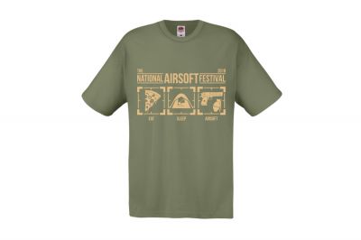 ZO Combat Junkie Special Edition NAF 2018 'Eat, Sleep, Airsoft' T-Shirt (Olive) - Detail Image 3 © Copyright Zero One Airsoft