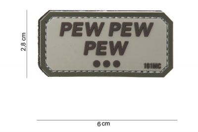 101 Inc PVC Velcro Patch "Pew Pew Pew" - Detail Image 2 © Copyright Zero One Airsoft