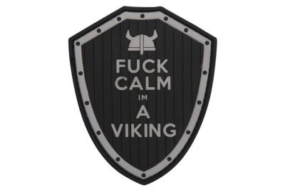 101 Inc PVC Velcro Patch "F**k Calm I'm a Viking" (Black) - Detail Image 1 © Copyright Zero One Airsoft