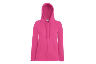 Fruit Of The Loom Women's Lightweight Zipped Hoodie (Fuchsia) - Size Large - Detail Image 1 &copy; Copyright Zero One Airsoft