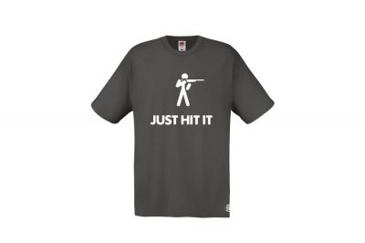 ZO Combat Junkie T-Shirt 'Just Hit It' (Grey) - Size Medium - Detail Image 1 © Copyright Zero One Airsoft