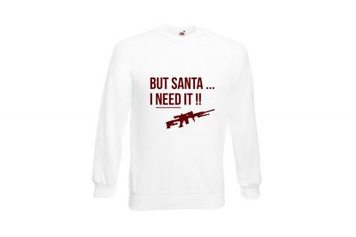 ZO Combat Junkie Christmas Jumper 'Santa I NEED It Sniper' (White) - Size Small - Detail Image 1 © Copyright Zero One Airsoft