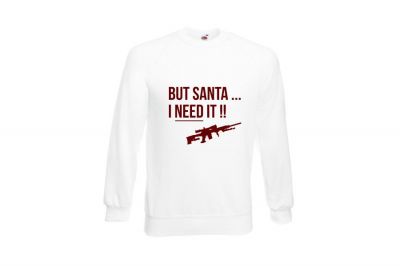 ZO Combat Junkie Christmas Jumper 'Santa I NEED It Sniper' (White) - Size Small - Detail Image 1 &copy; Copyright Zero One Airsoft
