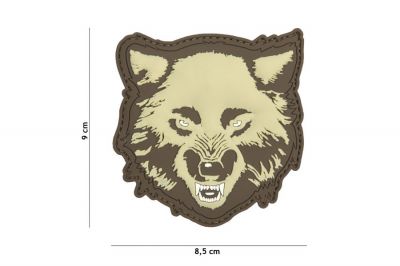 101 Inc PVC Velcro Patch &quotWolf" (Tan) - Detail Image 1 © Copyright Zero One Airsoft
