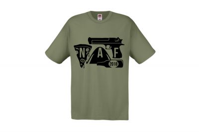 ZO Combat Junkie Special Edition NAF 2018 'Airsoft Festival' T-Shirt (Olive) - Detail Image 2 © Copyright Zero One Airsoft