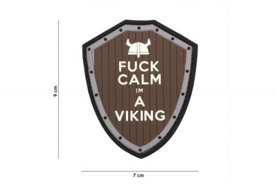 101 Inc PVC Velcro Patch "F**k Calm I'm a Viking" (Brown) - Detail Image 2 © Copyright Zero One Airsoft