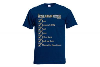 ZO Combat Junkie Special Edition NAF 2018 'Checklist' T-Shirt (Navy) - Detail Image 2 © Copyright Zero One Airsoft