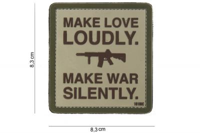 101 Inc PVC Velcro Patch "Make Love Loudly" - Detail Image 2 © Copyright Zero One Airsoft