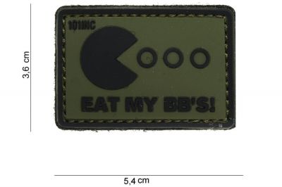101 Inc PVC Velcro Patch &quotEat My BB's" (Olive) - Detail Image 1 © Copyright Zero One Airsoft