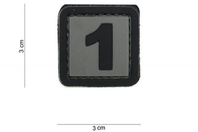 101 Inc PVC Velcro Patch "1" - Detail Image 2 © Copyright Zero One Airsoft