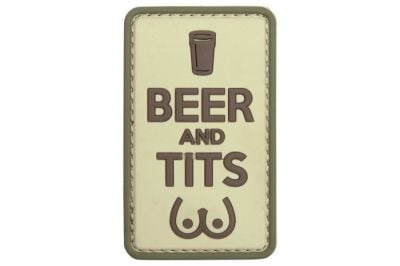 101 Inc PVC Velcro Patch "Beer & Tits" (Brown) - Detail Image 1 © Copyright Zero One Airsoft