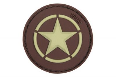 101 Inc PVC Velcro Patch &quotAllied Star" (Brown) - Detail Image 1 © Copyright Zero One Airsoft