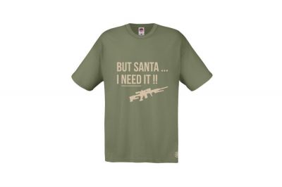 ZO Combat Junkie Christmas T-Shirt 'Santa I NEED It Sniper' (Olive) - Size Extra Large - Detail Image 1 &copy; Copyright Zero One Airsoft