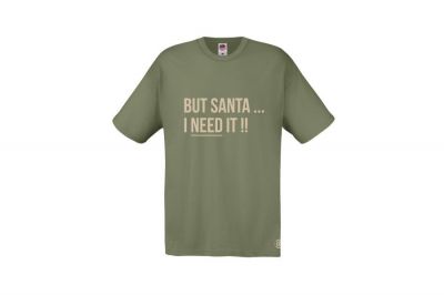 ZO Combat Junkie Christmas T-Shirt 'Santa I NEED It' (Olive) - Size Medium - Detail Image 1 © Copyright Zero One Airsoft