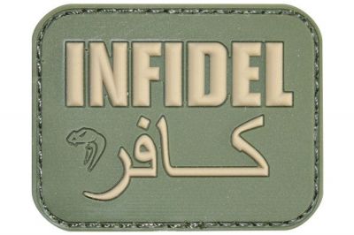 Viper Velcro PVC Morale Patch "Infidel" (Olive) - Detail Image 1 © Copyright Zero One Airsoft