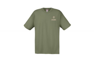 ZO Combat Junkie T-Shirt 'Sunset Zero One Logo' (Olive) - Size Small - Detail Image 2 © Copyright Zero One Airsoft