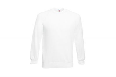 Fruit Of The Loom Classic Raglan Sweatshirt (White) - Size Extra Large - Detail Image 1 &copy; Copyright Zero One Airsoft