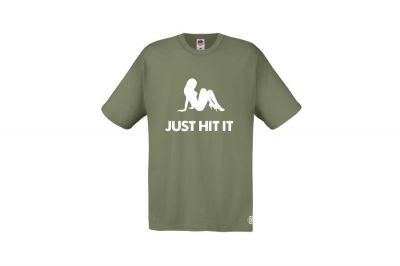 ZO Combat Junkie T-Shirt 'Babe Just Hit It' (Olive) - Size Medium - Detail Image 1 © Copyright Zero One Airsoft