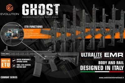Evolution AEG Carbontech Ghost PDW EMR-S with ETU (Black) - Detail Image 13 © Copyright Zero One Airsoft