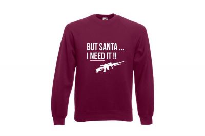 ZO Combat Junkie Christmas Jumper 'Santa I NEED It Sniper' (Burgundy) - Size Small - Detail Image 1 © Copyright Zero One Airsoft