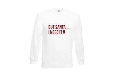 ZO Combat Junkie Christmas Jumper 'Santa I NEED It' (White) - Size Small - Detail Image 1 © Copyright Zero One Airsoft