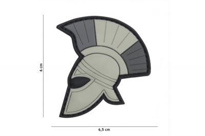 101 Inc PVC Velcro Patch &quotSpartan Helmet" (Grey) - Detail Image 2 © Copyright Zero One Airsoft