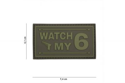 101 Inc PVC Velcro Patch &quotWatch My 6" (Olive) - Detail Image 2 © Copyright Zero One Airsoft