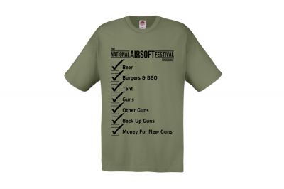 ZO Combat Junkie Special Edition NAF 2018 'Checklist' T-Shirt (Olive) - Detail Image 2 © Copyright Zero One Airsoft