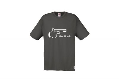 ZO Combat Junkie T-Shirt 'Like Airsoft' (Grey) - Size Small - Detail Image 1 &copy; Copyright Zero One Airsoft