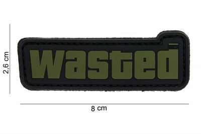 101 Inc PVC Velcro Patch "Wasted" (Olive) - Detail Image 2 © Copyright Zero One Airsoft