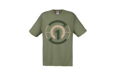 ZO Combat Junkie T-Shirt 'Subdued Zero One Logo' (Olive) - Size Medium - Detail Image 1 &copy; Copyright Zero One Airsoft