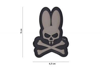 101 Inc PVC Velcro Patch "Skull Bunny" (Grey) - Detail Image 2 © Copyright Zero One Airsoft