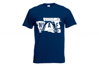 ZO Combat Junkie Special Edition NAF 2018 'Airsoft Festival' T-Shirt (Navy) - Detail Image 1 © Copyright Zero One Airsoft