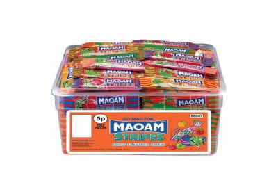 Maoam Stripes Fruit Flavour Chew Box of 120 - Detail Image 1 © Copyright Zero One Airsoft