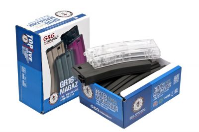 G&G AEG Mag for M4 79rds Box of 5 (Grey) with Speedloader - Detail Image 1 &copy; Copyright Zero One Airsoft